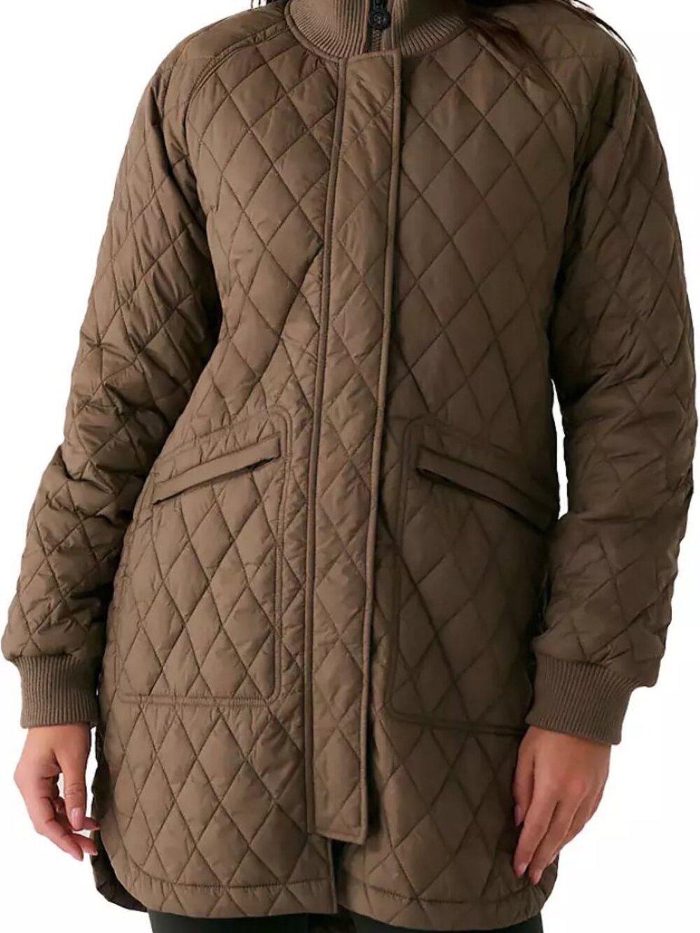 Lole Women's Quilted Bomber Parka 3/4 Mocha Size XL NEW MSRP$189